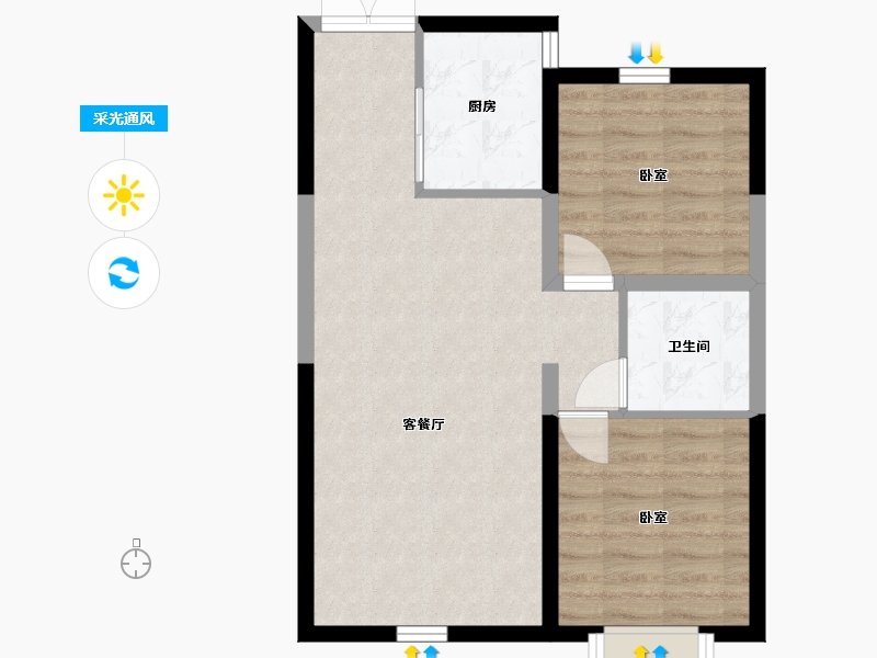 内蒙古自治区-包头市-方兴·凤凰台-60.56-户型库-采光通风