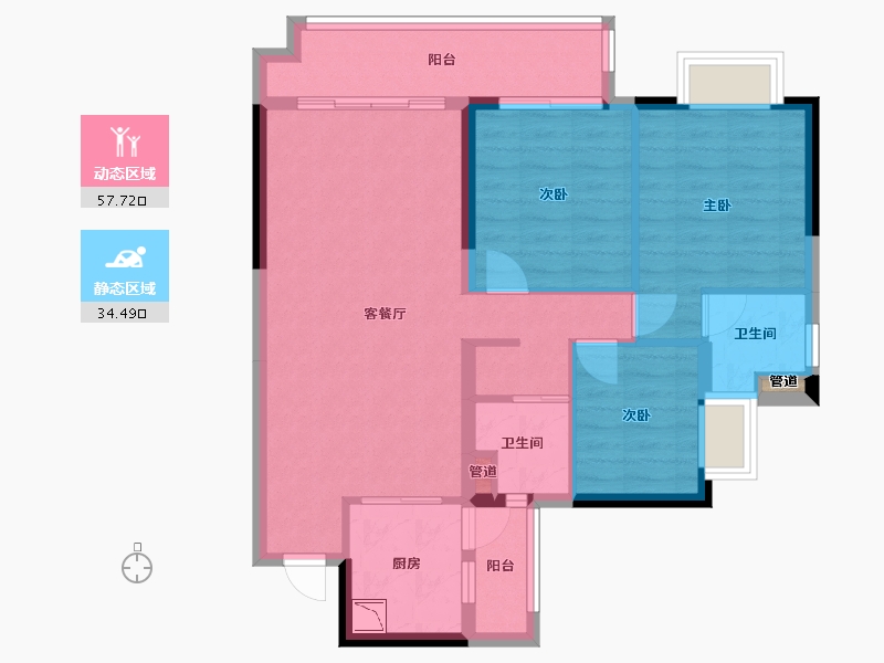 广西壮族自治区-梧州市-万达滨江城-82.37-户型库-动静分区