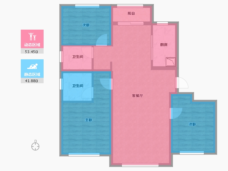 黑龙江省-哈尔滨市-融创·冰雪影都-84.85-户型库-动静分区