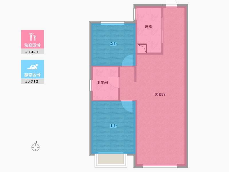 黑龙江省-哈尔滨市-金地峯范-62.09-户型库-动静分区