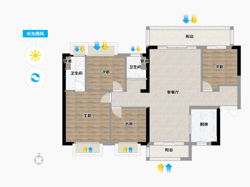 广西壮族自治区-梧州市-万达滨江城-96.55-户型库-采光通风