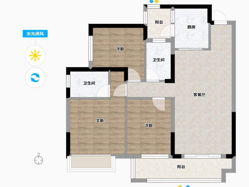 广西壮族自治区-梧州市-中梁西江首府-83.26-户型库-采光通风