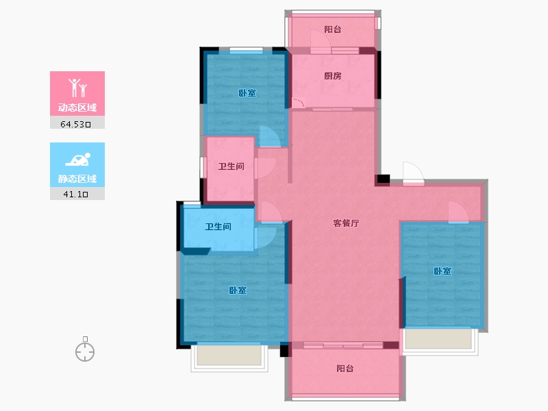 江苏省-南京市-碧桂园翡翠台-94.01-户型库-动静分区