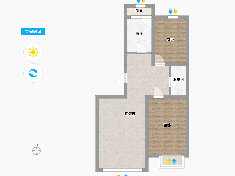 辽宁省-抚顺市-将军华府-59.04-户型库-采光通风