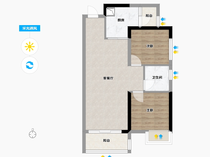 广西壮族自治区-梧州市-万达滨江城-56.60-户型库-采光通风