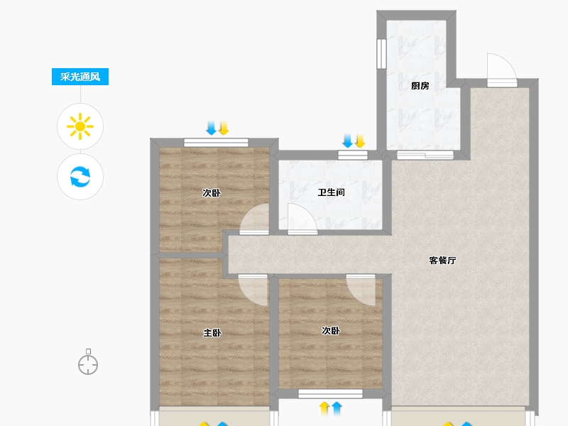 黑龙江省-哈尔滨市-融创·冰雪影都-70.25-户型库-采光通风