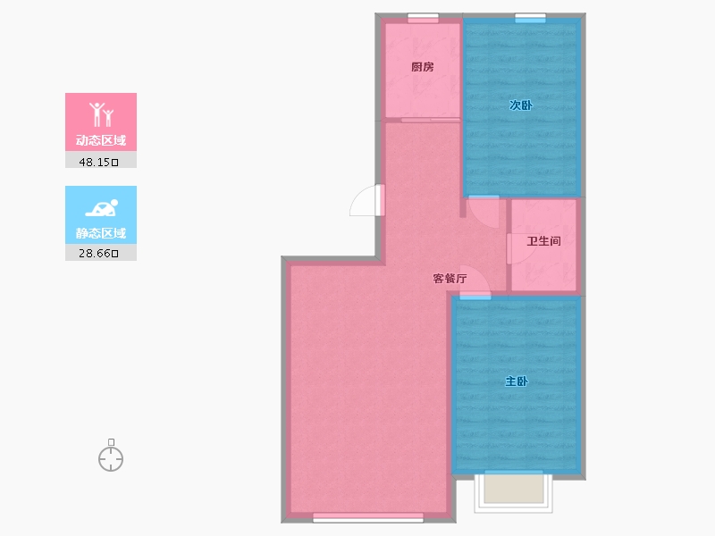 辽宁省-抚顺市-将军华府-69.52-户型库-动静分区