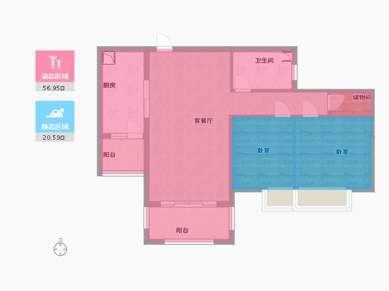 江苏省-南京市-华辉秦淮湾-69.00-户型库-动静分区