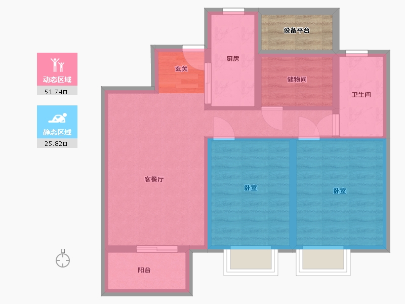 江苏省-南京市-万科和昌金域东方-71.97-户型库-动静分区