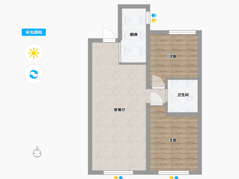 黑龙江省-哈尔滨市-汇龙十九街区-54.27-户型库-采光通风