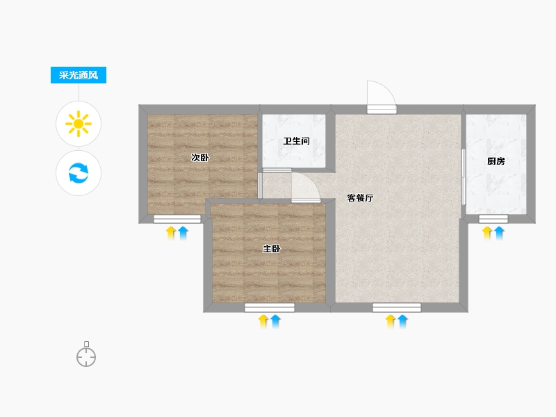 黑龙江省-哈尔滨市-汇龙十九街区-45.50-户型库-采光通风