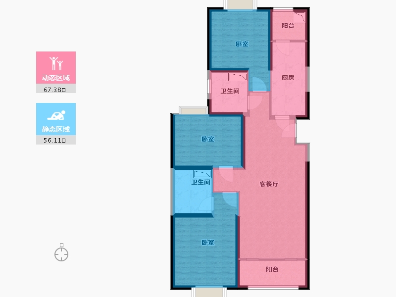 陕西省-西安市-咸阳恒大帝景-109.61-户型库-动静分区