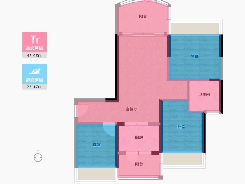 海南省-三亚市-碧桂园珊瑚宫殿-60.61-户型库-动静分区