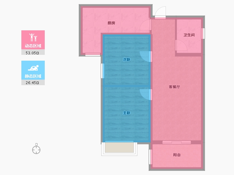 陕西省-西安市-荣城府邸-70.90-户型库-动静分区