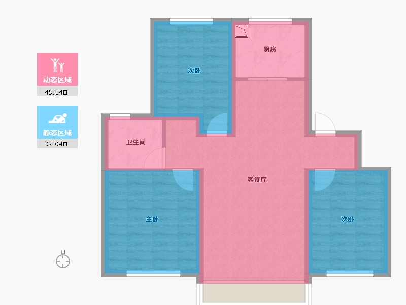 黑龙江省-哈尔滨市-融创·冰雪影都-73.16-户型库-动静分区