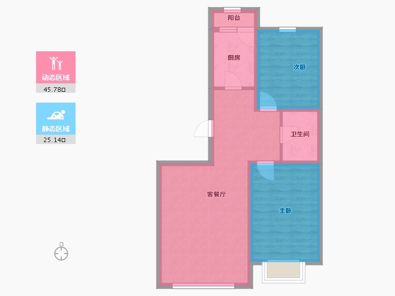 辽宁省-抚顺市-将军华府-62.87-户型库-动静分区