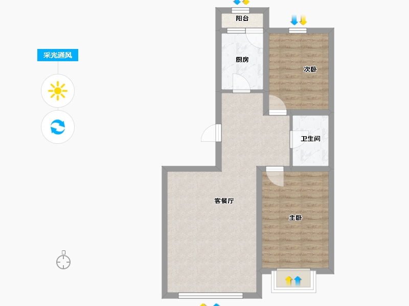 辽宁省-抚顺市-将军华府-62.87-户型库-采光通风