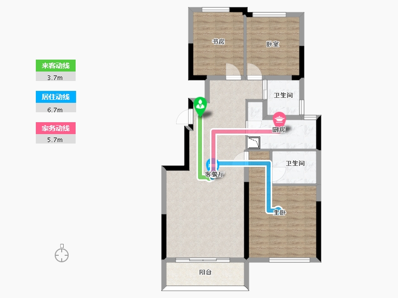 陕西省-西安市-融创天朗蘭园-87.48-户型库-动静线