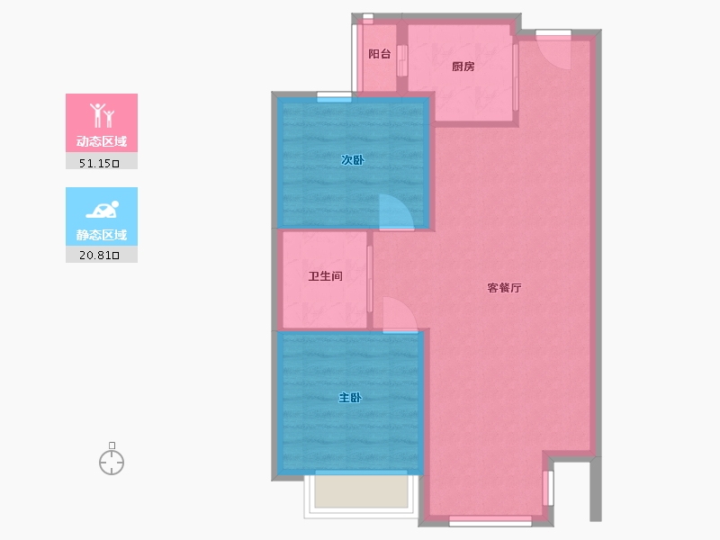 辽宁省-抚顺市-绿地麓峯公馆-64.87-户型库-动静分区