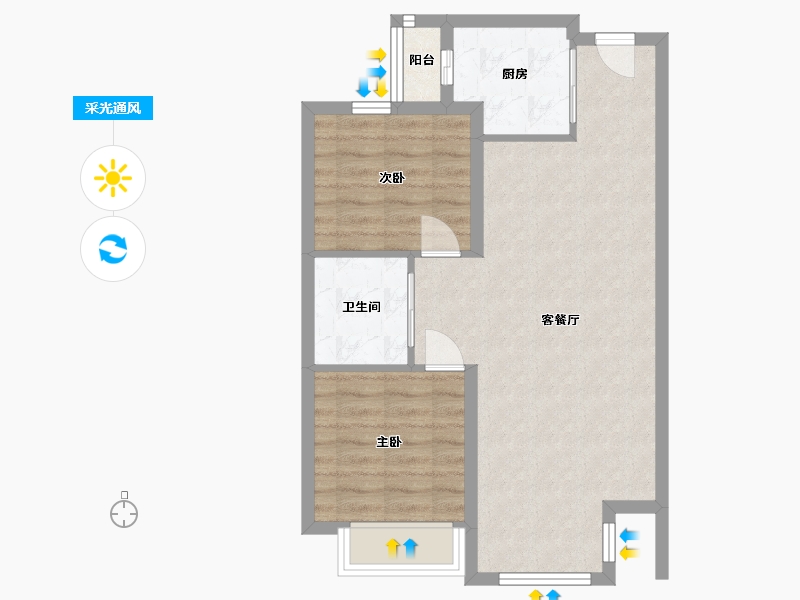 辽宁省-抚顺市-绿地麓峯公馆-64.87-户型库-采光通风