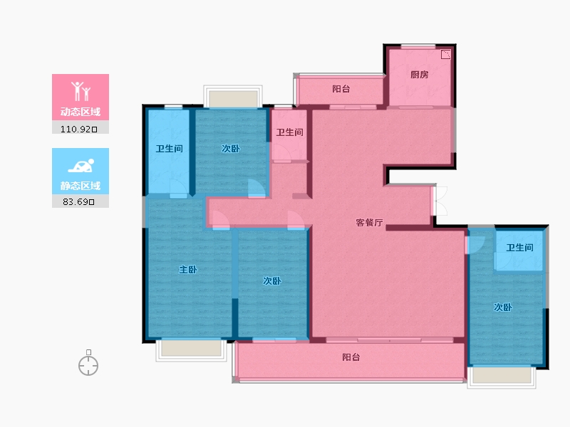 云南省-玉溪市-北大资源颐和翡翠府-175.51-户型库-动静分区