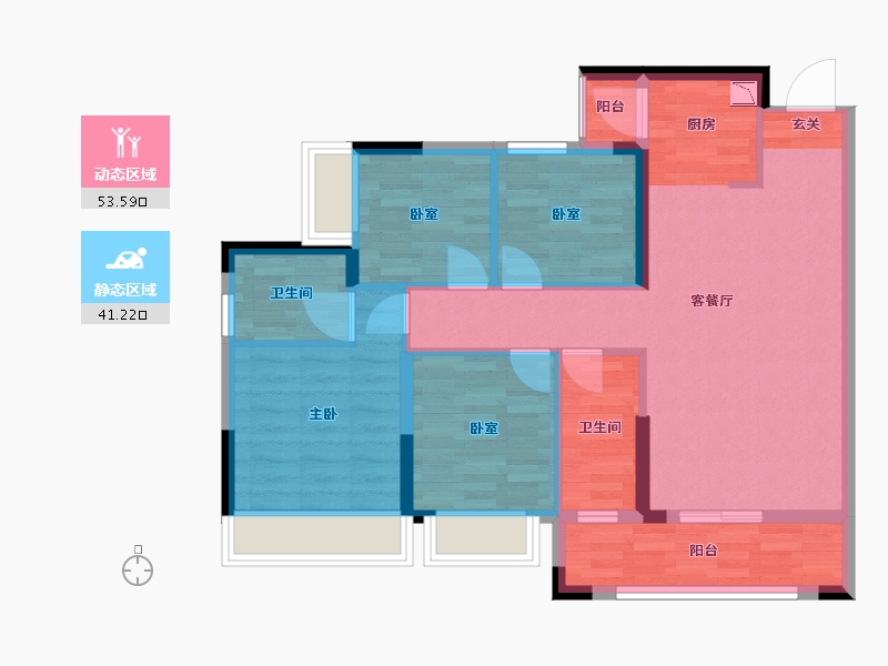 广西壮族自治区-柳州市-云星·钱隆学府-84.30-户型库-动静分区