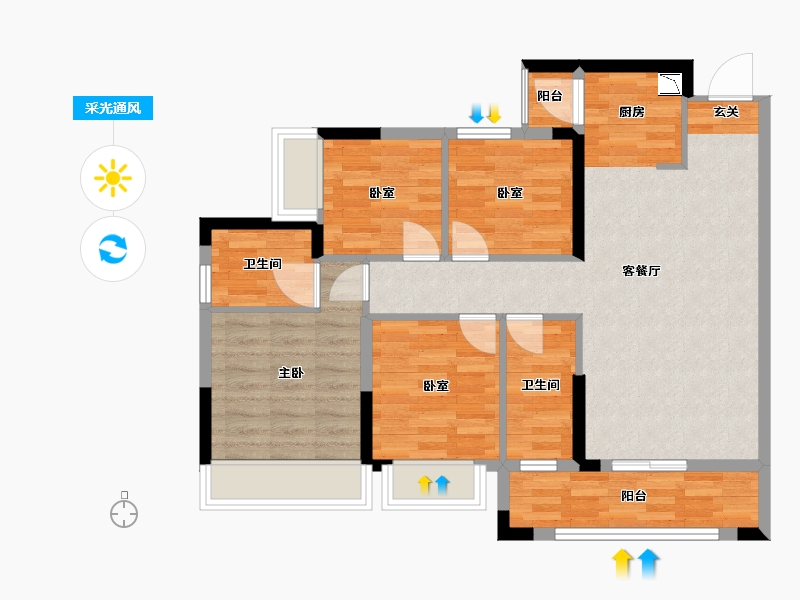 广西壮族自治区-柳州市-云星·钱隆学府-84.30-户型库-采光通风