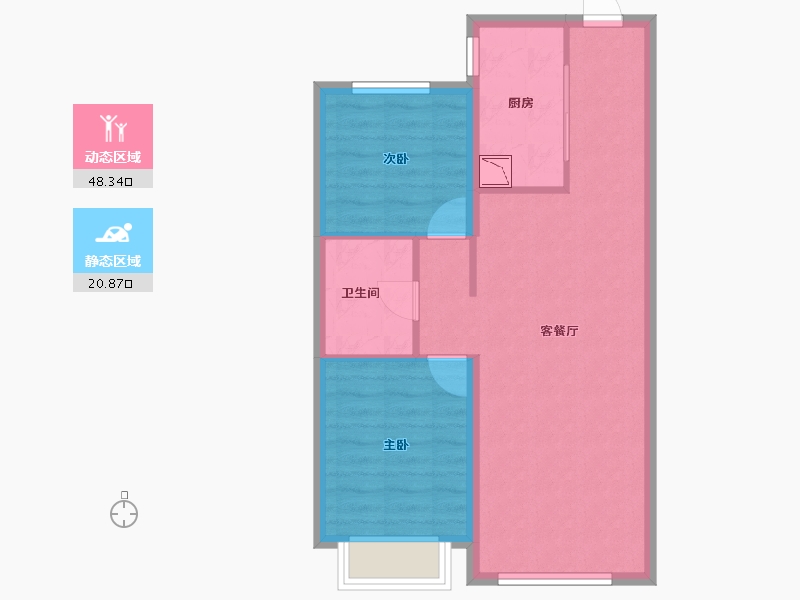 黑龙江省-哈尔滨市-金地峯范-61.94-户型库-动静分区