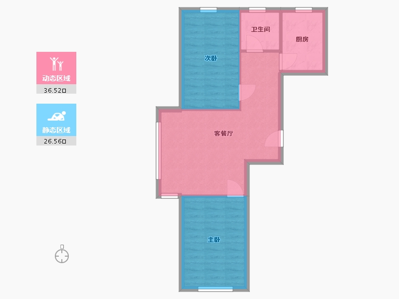 辽宁省-抚顺市-南一雅苑-56.93-户型库-动静分区