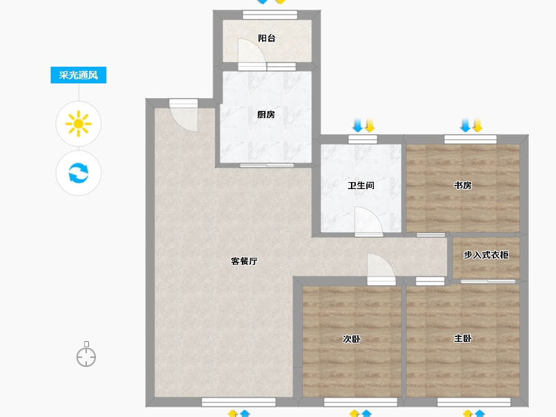 黑龙江省-哈尔滨市-汇龙十九街区-76.18-户型库-采光通风