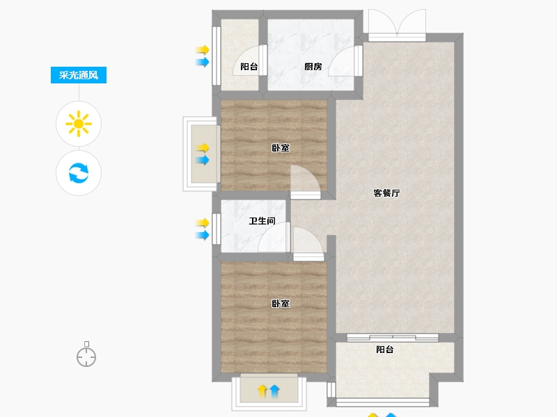 云南省-西双版纳傣族自治州-大兴铭苑-64.20-户型库-采光通风