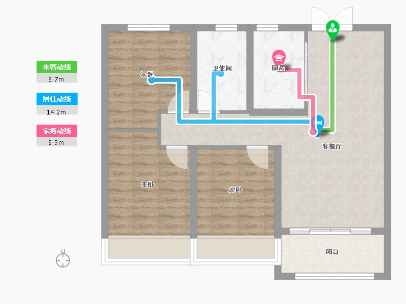 黑龙江省-齐齐哈尔市-新鹤城华玉府-75.47-户型库-动静线