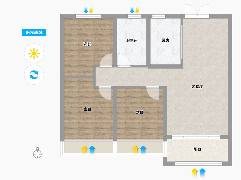 黑龙江省-齐齐哈尔市-新鹤城华玉府-75.47-户型库-采光通风