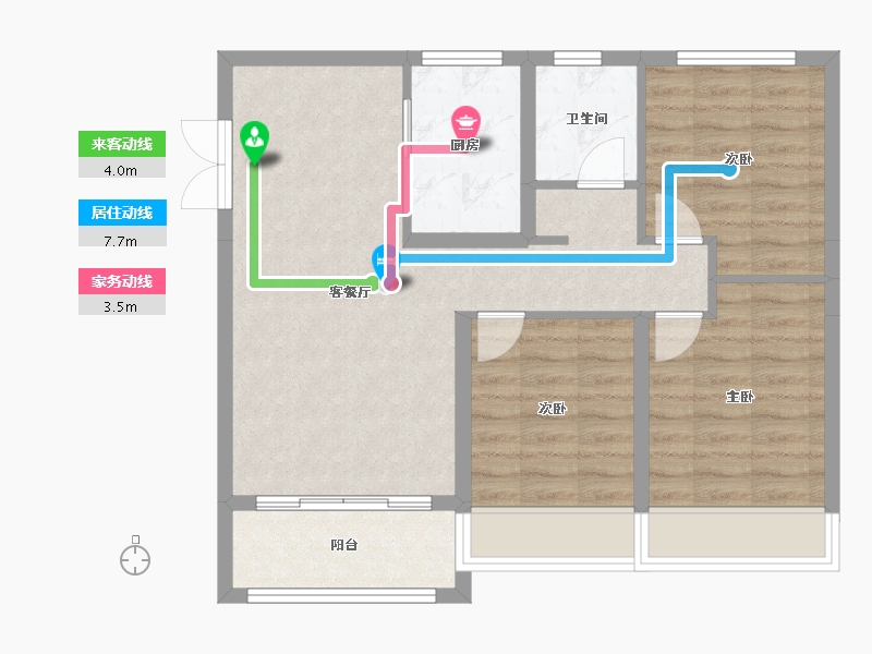 黑龙江省-齐齐哈尔市-新鹤城华玉府-74.58-户型库-动静线