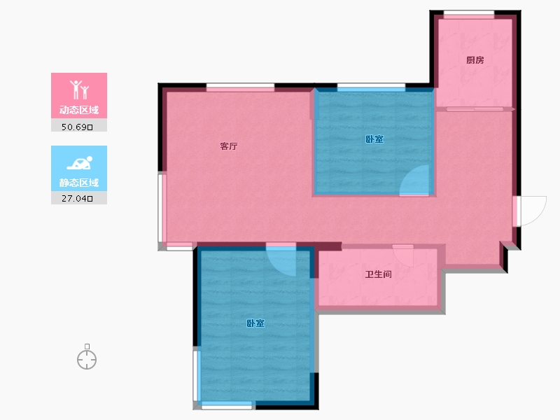 辽宁省-大连市-福佳荣郡-70.00-户型库-动静分区