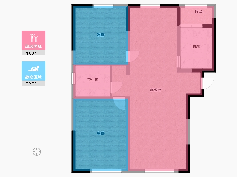 黑龙江省-哈尔滨市-汇龙温莎花园-80.40-户型库-动静分区