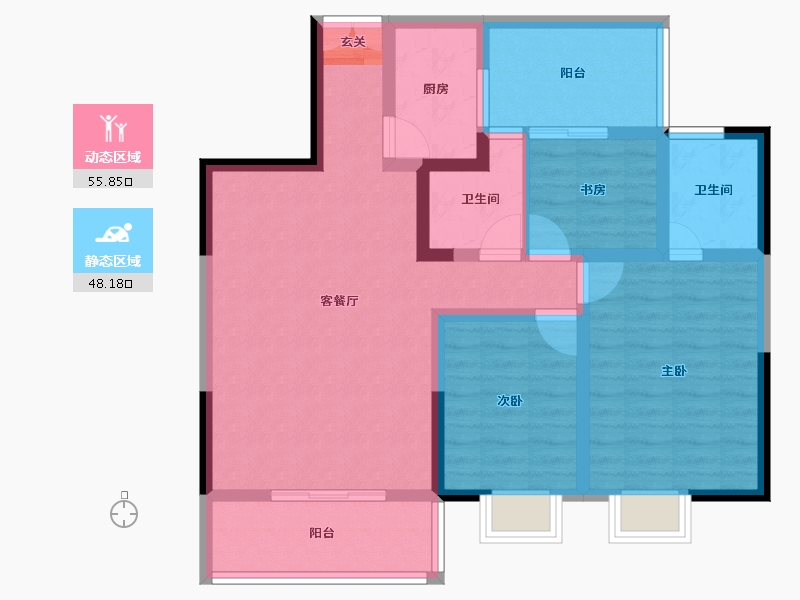 云南省-昆明市-曲靖旺角时光-92.00-户型库-动静分区