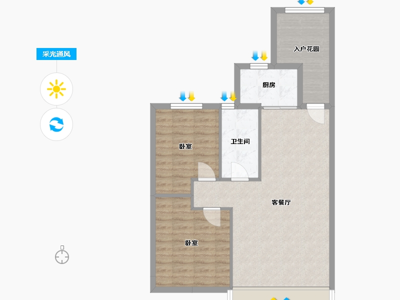 辽宁省-营口市-中天书香庭院-72.00-户型库-采光通风