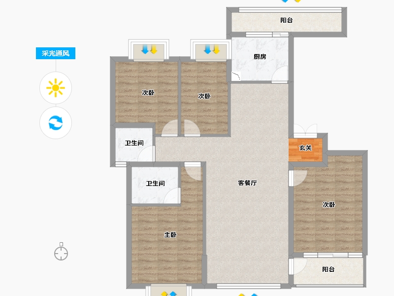 云南省-曲靖市-荣海壹号二期-112.67-户型库-采光通风