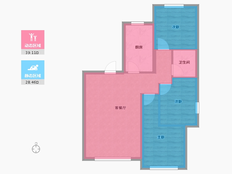 黑龙江省-齐齐哈尔市-凤凰海德公园-60.10-户型库-动静分区