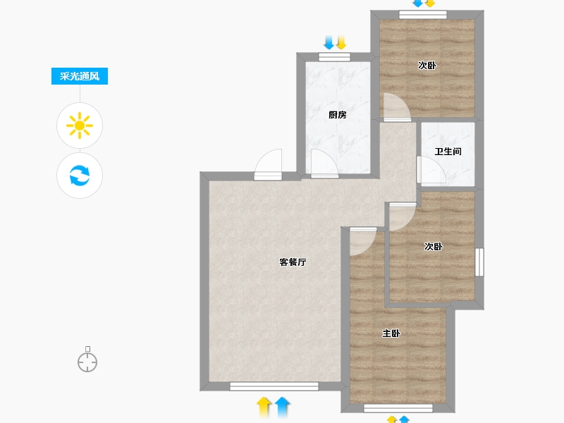 黑龙江省-齐齐哈尔市-凤凰海德公园-60.10-户型库-采光通风