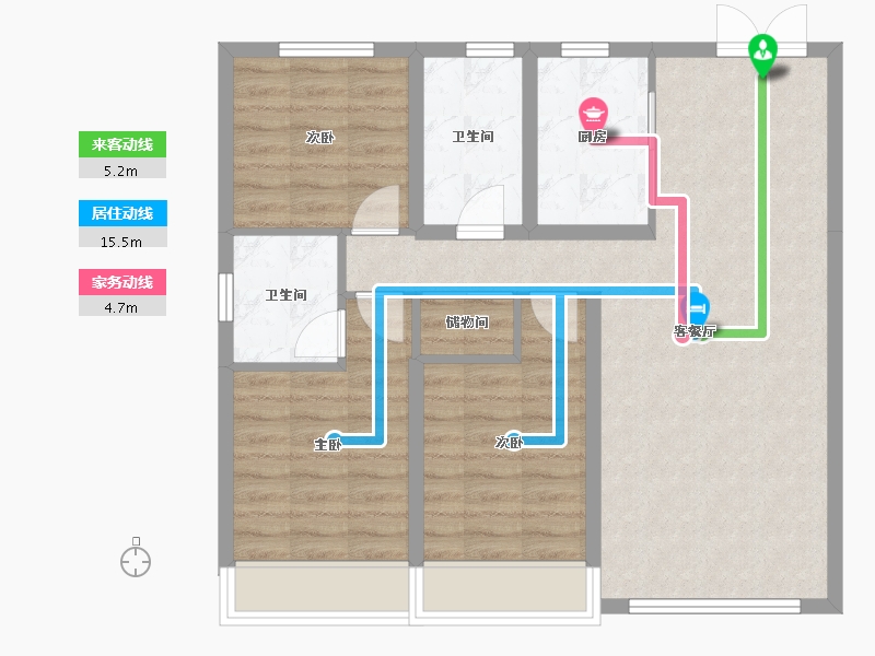 黑龙江省-齐齐哈尔市-新鹤城华玉府-80.65-户型库-动静线