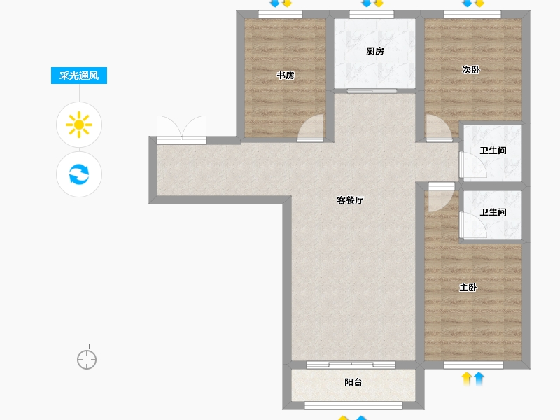 黑龙江省-齐齐哈尔市-广厦昆仑玺-84.62-户型库-采光通风