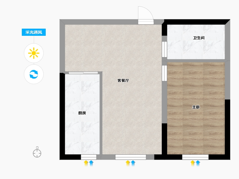 黑龙江省-哈尔滨市-汇龙温莎花园-46.40-户型库-采光通风