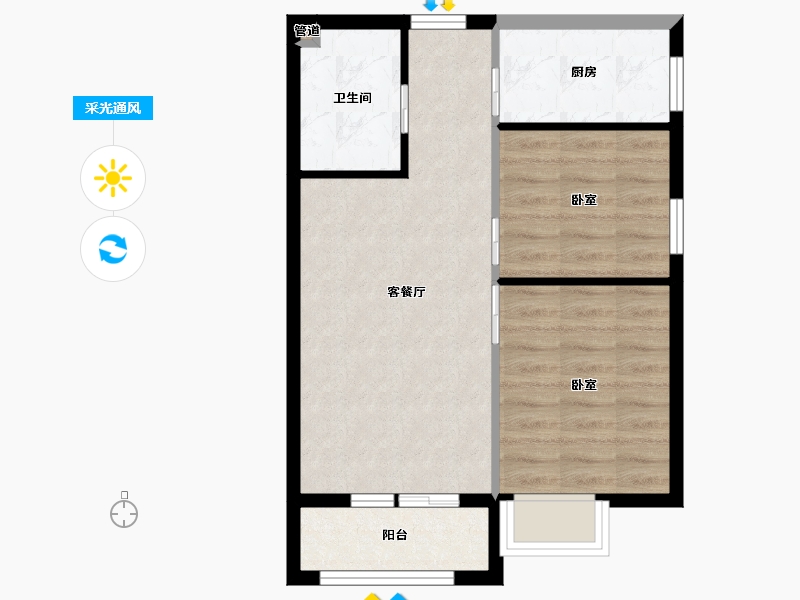 辽宁省-大连市-汇智云顶-54.00-户型库-采光通风