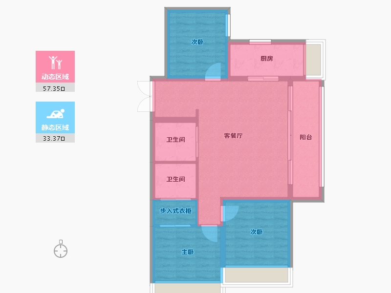 黑龙江省-齐齐哈尔市-新鹤城华玉府-81.62-户型库-动静分区