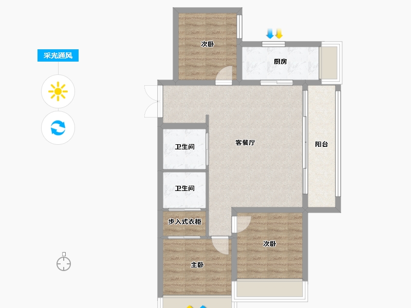 黑龙江省-齐齐哈尔市-新鹤城华玉府-81.62-户型库-采光通风