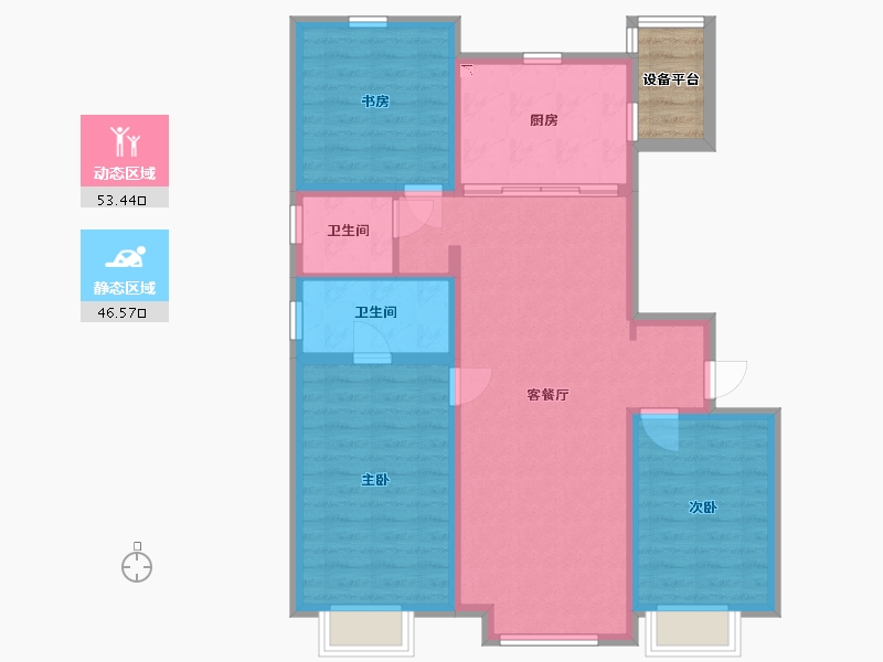 内蒙古自治区-包头市-万科中央公园-92.87-户型库-动静分区