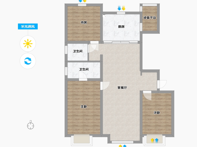 内蒙古自治区-包头市-万科中央公园-92.87-户型库-采光通风