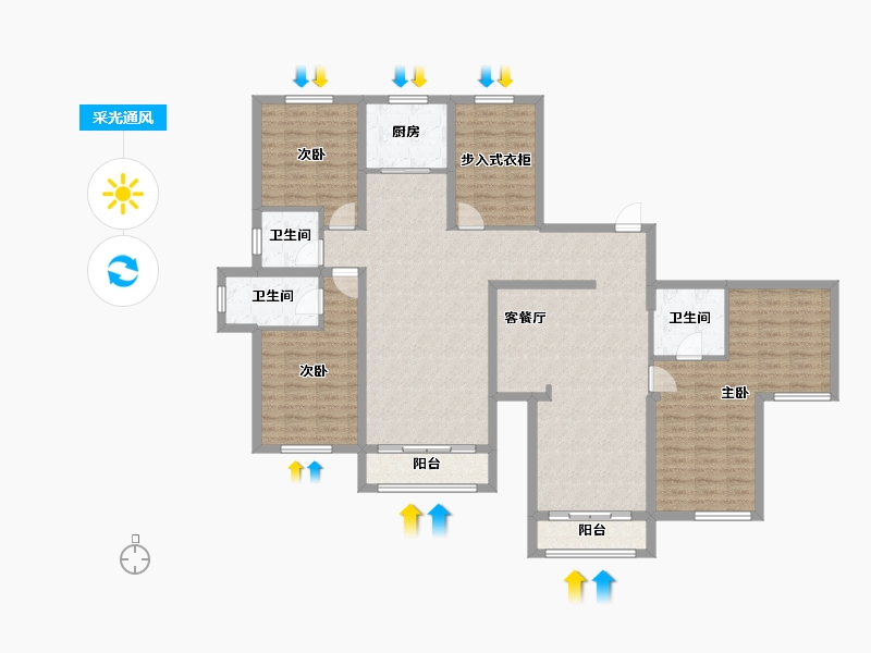 黑龙江省-齐齐哈尔市-广厦昆仑玺-144.64-户型库-采光通风